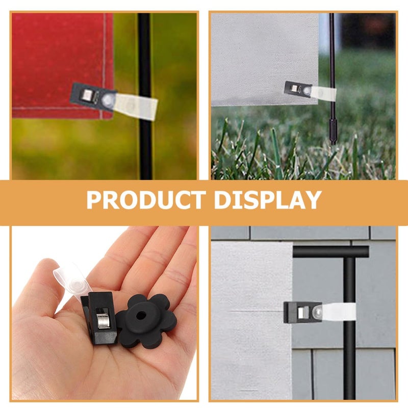 16pcs Windproof Garden Flag Clips Set with Black Rubber Plugs and Plastic Clips for Outdoor Flagpoles - Image 5