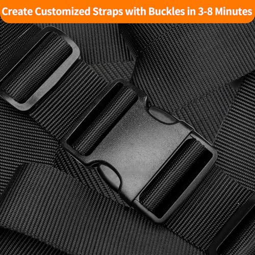 BEYOURD 2" Heavy-Duty Buckle & Straps Set: 6-Pack Side Release Plastic Buckles, 6 Yards of Thick Nylon Webbing, 12 Tri-Glide Slide Clips, No Sewing Required (2" Combo Set) - Image 2