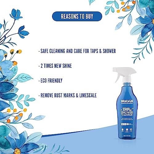 Walvia Tap & Shower Cleaner - Organic Effective Tap Cleaner for Hard Water Stains Removal for Bathroom, Kitchen Faucets, Showers & Metallic Surfaces, Hard Water Stain & Tough Scale Remover (500 ML) - Image 5