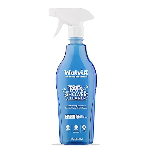Walvia Tap & Shower Cleaner - Organic Effective Tap Cleaner for Hard Water Stains Removal for Bathroom, Kitchen Faucets, Showers & Metallic Surfaces, Hard Water Stain & Tough Scale Remover (500 ML) - Image 1
