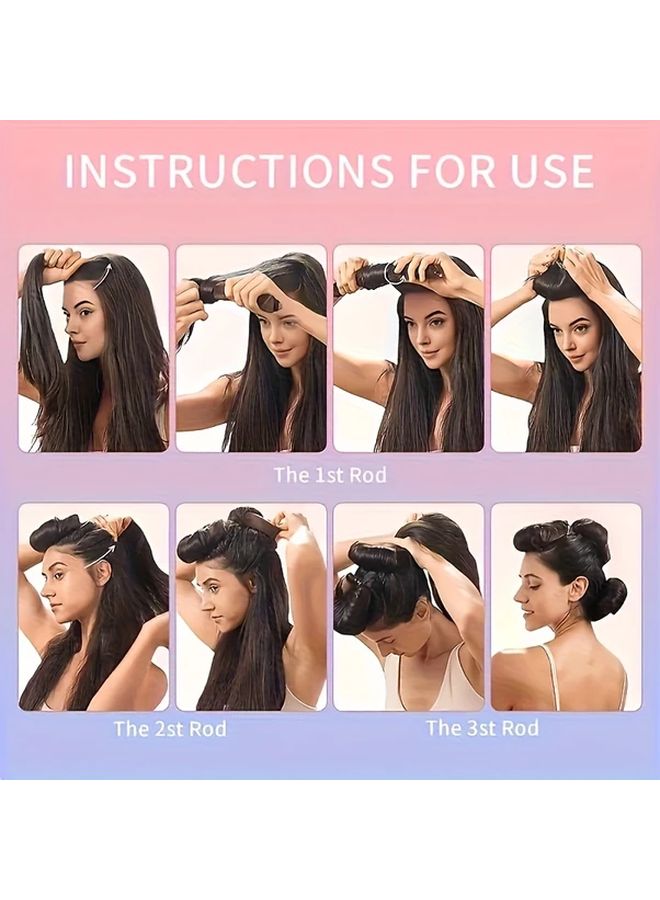 Pink No Heat Curlers 3pcs Soft Flannel Overnight Rollers Gentle Flexible Wire Durable Sleep Styling Tool - Image 3