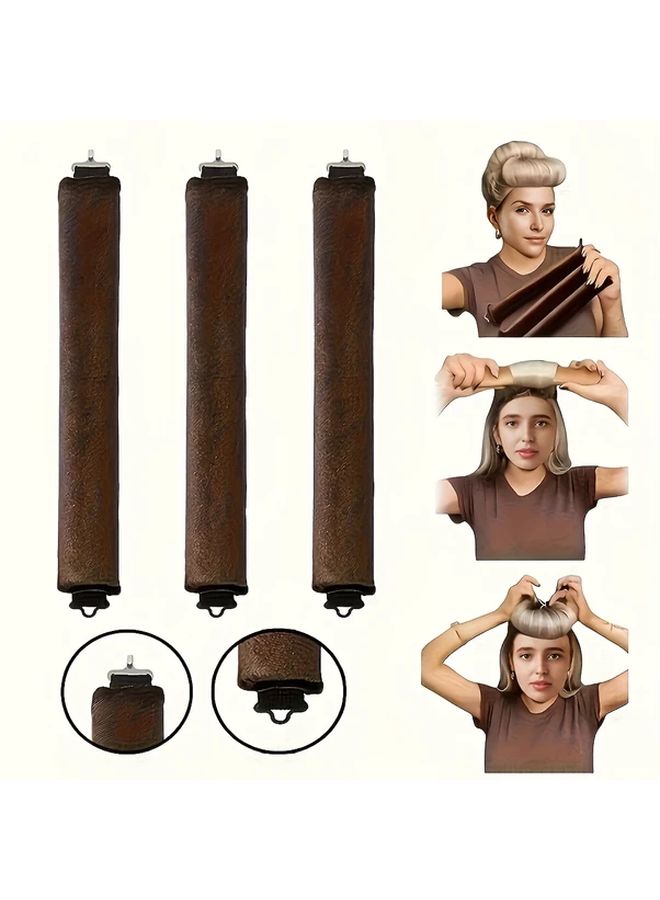 Pink No Heat Curlers 3pcs Soft Flannel Overnight Rollers Gentle Flexible Wire Durable Sleep Styling Tool - Image 1