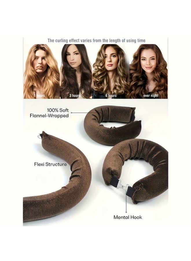 Pink No Heat Curlers 3pcs Soft Flannel Overnight Rollers Gentle Flexible Wire Durable Sleep Styling Tool - Image 5