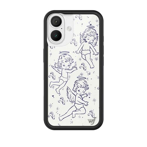 Wildflower Cases - Cherubs, Compatible with Apple iPhone 16 | Baby Angel Blue White Coquette Y2K Popular Aesthetic Cute Trendy - Protective Black Bumper, 4ft Drop Certified, Women Owned Small Business - Image 1