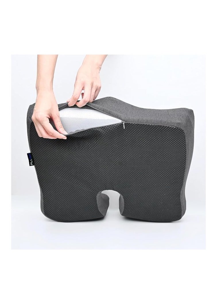 Plush Plush Memory Foam Seat Cushion, High Density Pillow for Office Chair, Strategic Rear Cutout Gives You Pain Relief by Pressure Reduction. Perfect for Hemorrhoids, Tailbone, Coccyx, Sciatica - Grey  - Image 5