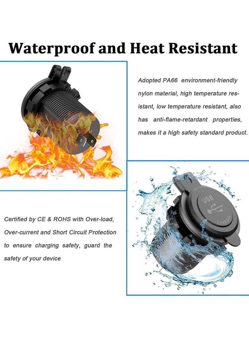 SYOSI USB Outlet, Quick Charge 3.0 Dual USB Power Outlet 12V with Touch Switch, Waterproof 12V/24V Fast Charge USB Charger Socket DIY Kit for Car Boat Marine Bus Truck Golf Cart RV Motorcycle 2 Pack - Image 3