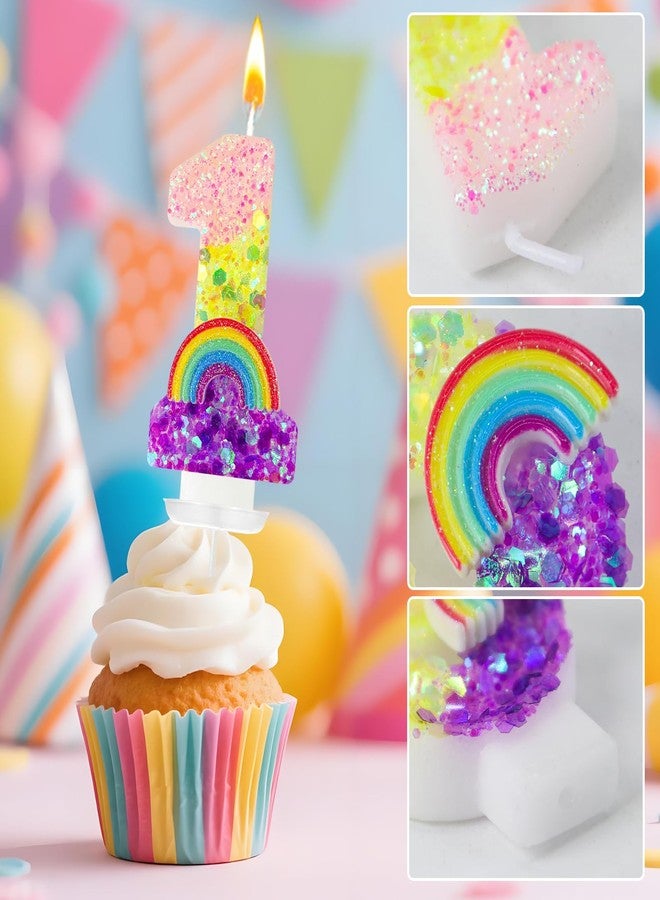 JonesLi 1rd Rainbow Birthday Number Candles Fun and Colorful Number Candles for Cakes Ideal for Cupcake Decorations Macaron Birthday Cake Decorations and Cartoon Themed Party Supplies (Rainbow, 1) - Image 3