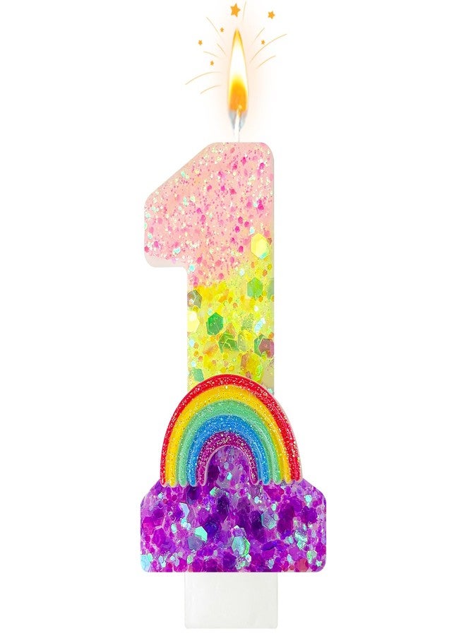 JonesLi 1rd Rainbow Birthday Number Candles Fun and Colorful Number Candles for Cakes Ideal for Cupcake Decorations Macaron Birthday Cake Decorations and Cartoon Themed Party Supplies (Rainbow, 1) - Image 1