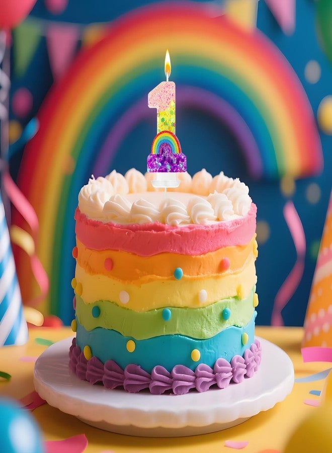 JonesLi 1rd Rainbow Birthday Number Candles Fun and Colorful Number Candles for Cakes Ideal for Cupcake Decorations Macaron Birthday Cake Decorations and Cartoon Themed Party Supplies (Rainbow, 1) - Image 4