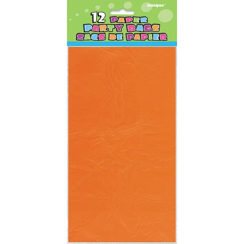 Unique Vibrant Orange Paper Party Bags (Pack of 12) - Premium Quality, Perfect for Celebrations & Gifts - Image 2