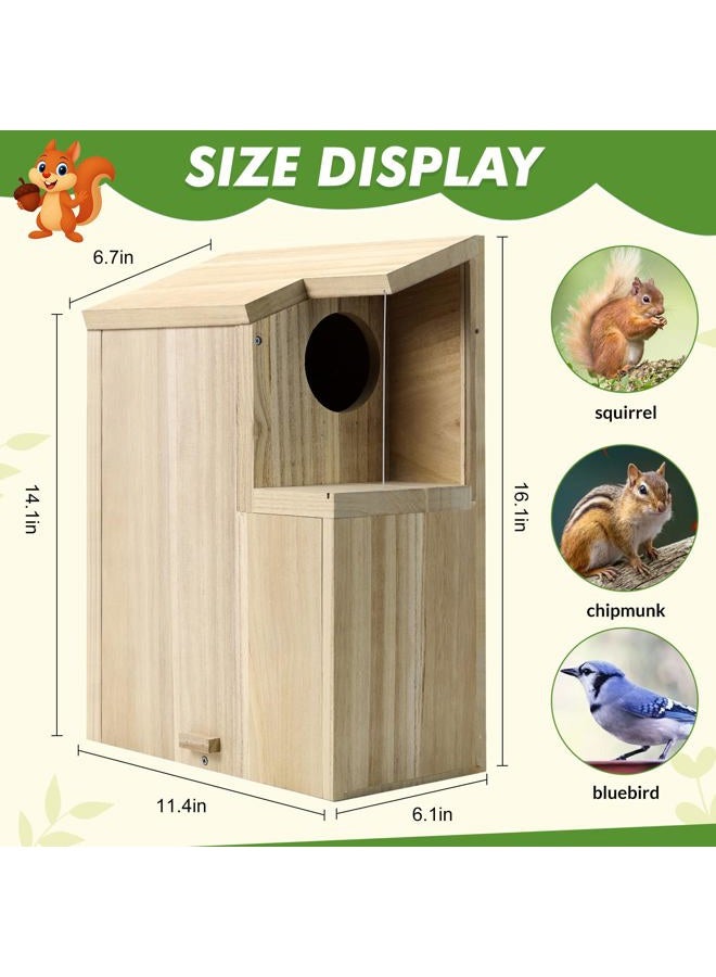 Sundia Large Squirrel Family House Pine with Coating Nesting Wooden Box for Breeding Living - Image 2