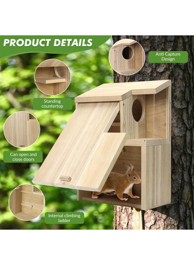 Sundia Large Squirrel Family House Pine with Coating Nesting Wooden Box for Breeding Living - Image 3