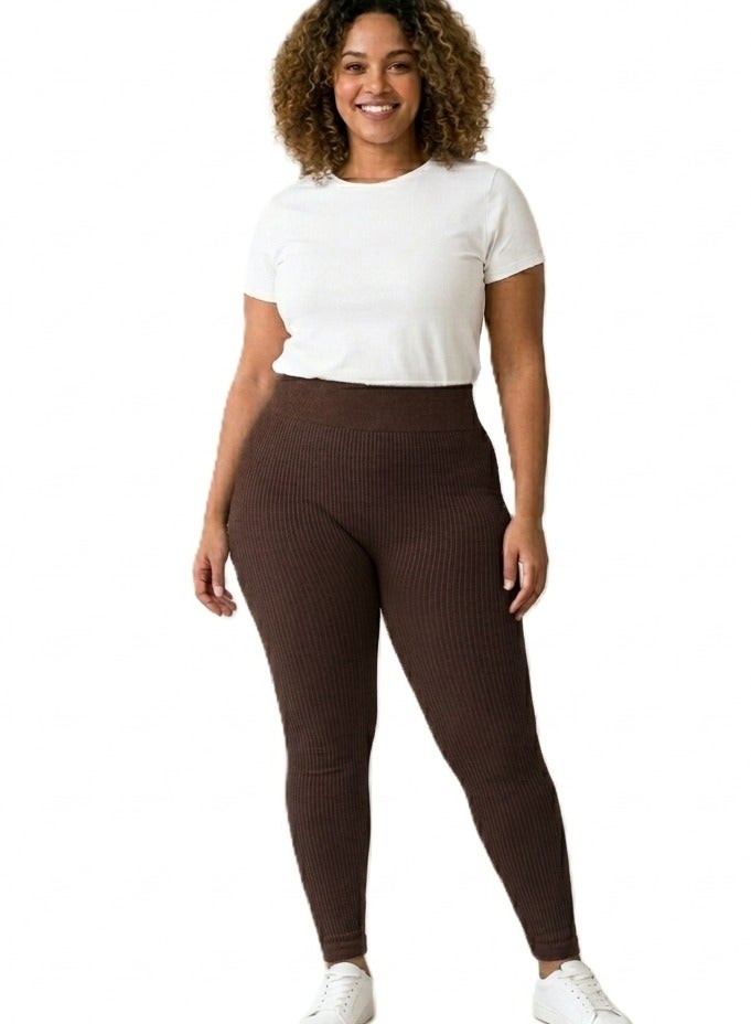 Women's Imported Ribbed High Waist Leggings – Soft Stretch Full Length Leggings for Daily Wear, Fitness & Casual Use – One Size Fits Up to 75 kg - Image 1