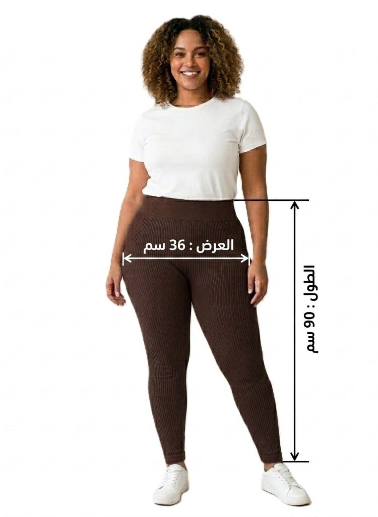 Women's Imported Ribbed High Waist Leggings – Soft Stretch Full Length Leggings for Daily Wear, Fitness & Casual Use – One Size Fits Up to 75 kg - Image 2