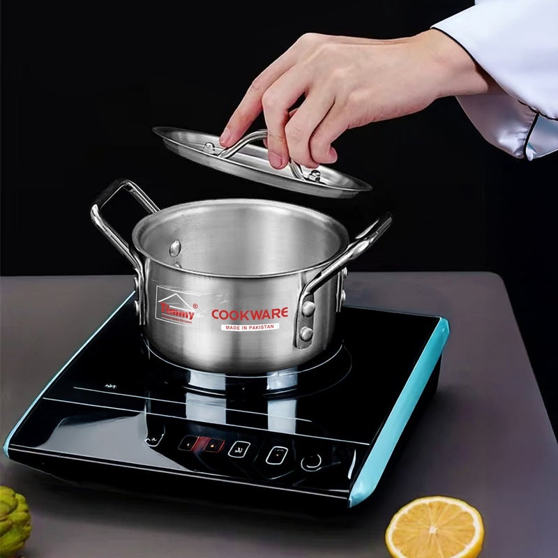 Timmy 10-Piece Aluminium Cookware Set with Lids - Silver, High-Durability Pots and Pans for Family Cooking, Even Heat Distribution, Easy to Clean, Professional Kitchen Cooking Essentials - Image 2