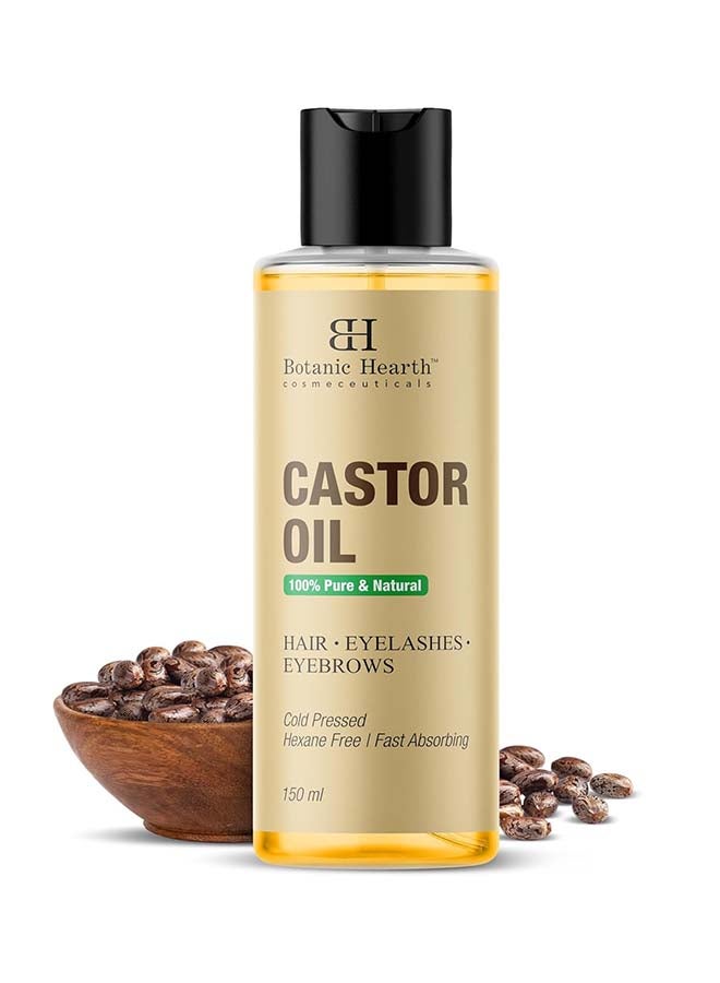Botanic Hearth 100% Pure Castor Oil For Hair Growth| 150 Ml | - Cold Pressed, Hexane-Free, Eyelashes, Eyebrows, Skin Care - Image 1