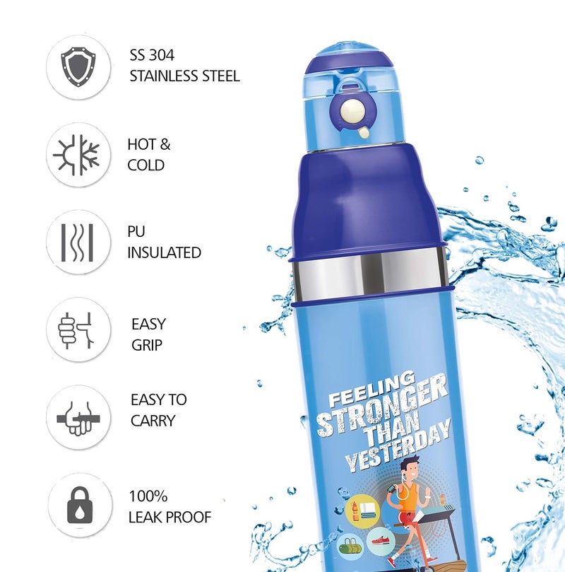 Milton Milton Kool Stunner 900 Kids Plastic Insulated Water Bottle, 660 ml, Sipper Bottle, Leak Proof, BPA Free, Food Grade, School & Picnic Bottle, Cyan  - Image 2