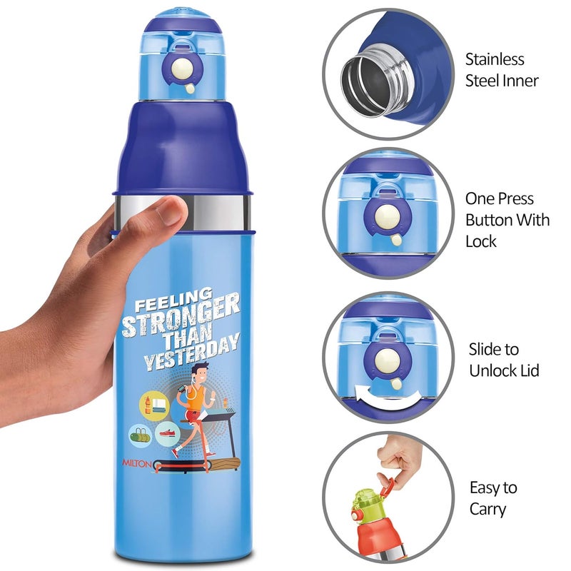 Milton Milton Kool Stunner 900 Kids Plastic Insulated Water Bottle, 660 ml, Sipper Bottle, Leak Proof, BPA Free, Food Grade, School & Picnic Bottle, Cyan  - Image 3