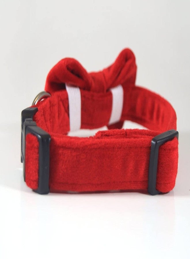RR Design Dog Bow Tie/Dog Bow-tie/Dog Gift Velvet with Collar (Adjustable) (red, Medium) - Image 3