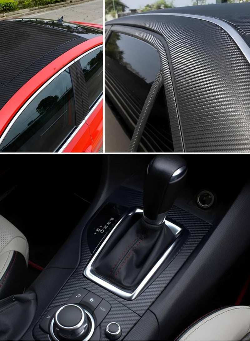 SARAOONT 3D Matte Black Carbon Fiber Vinyl Wrap 50cm x 120cm Self Adhesive Anti Wrinkle Air Release Automotive DIY Sticker - Image 4