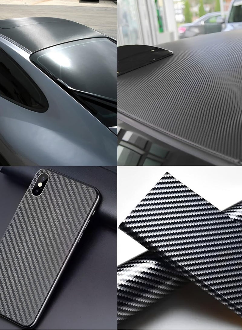 SARAOONT 3D Matte Black Carbon Fiber Vinyl Wrap 50cm x 120cm Self Adhesive Anti Wrinkle Air Release Automotive DIY Sticker - Image 3