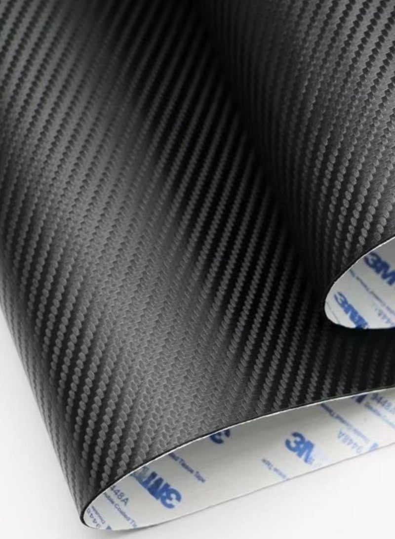 SARAOONT 3D Matte Black Carbon Fiber Vinyl Wrap 50cm x 120cm Self Adhesive Anti Wrinkle Air Release Automotive DIY Sticker - Image 1