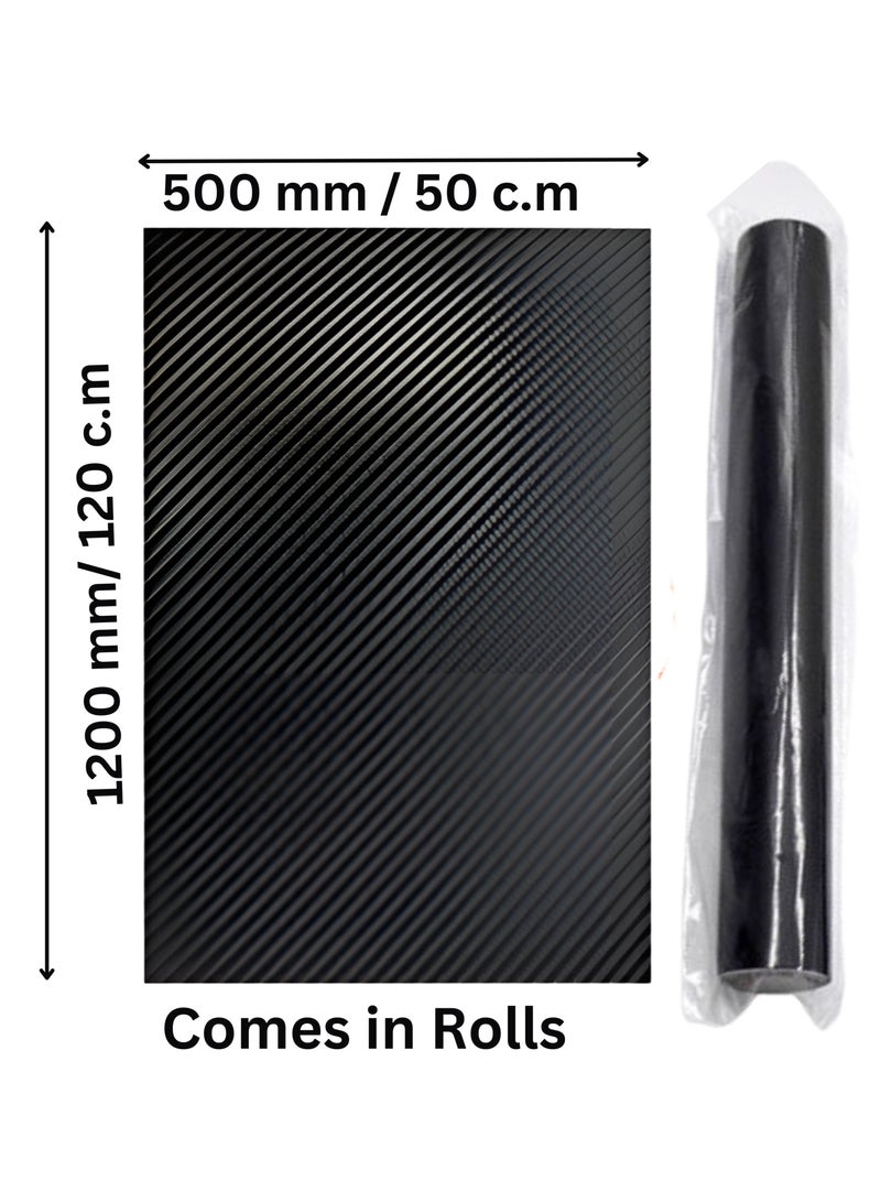 SARAOONT 3D Matte Black Carbon Fiber Vinyl Wrap 50cm x 120cm Self Adhesive Anti Wrinkle Air Release Automotive DIY Sticker - Image 2