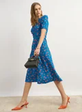 Styli royal blue with coral flowers