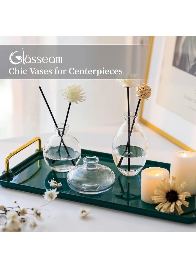 Glasseam Glasseam Glass Bud Vase for Centerpieces, 6Pcs/2Sets Modern Clear Mini Small Vases for Flowers Bulk Flower Vase Set Aesthetic Cute Handmade Tiny Short Wedding Table Centerpiece Decor - Image 3