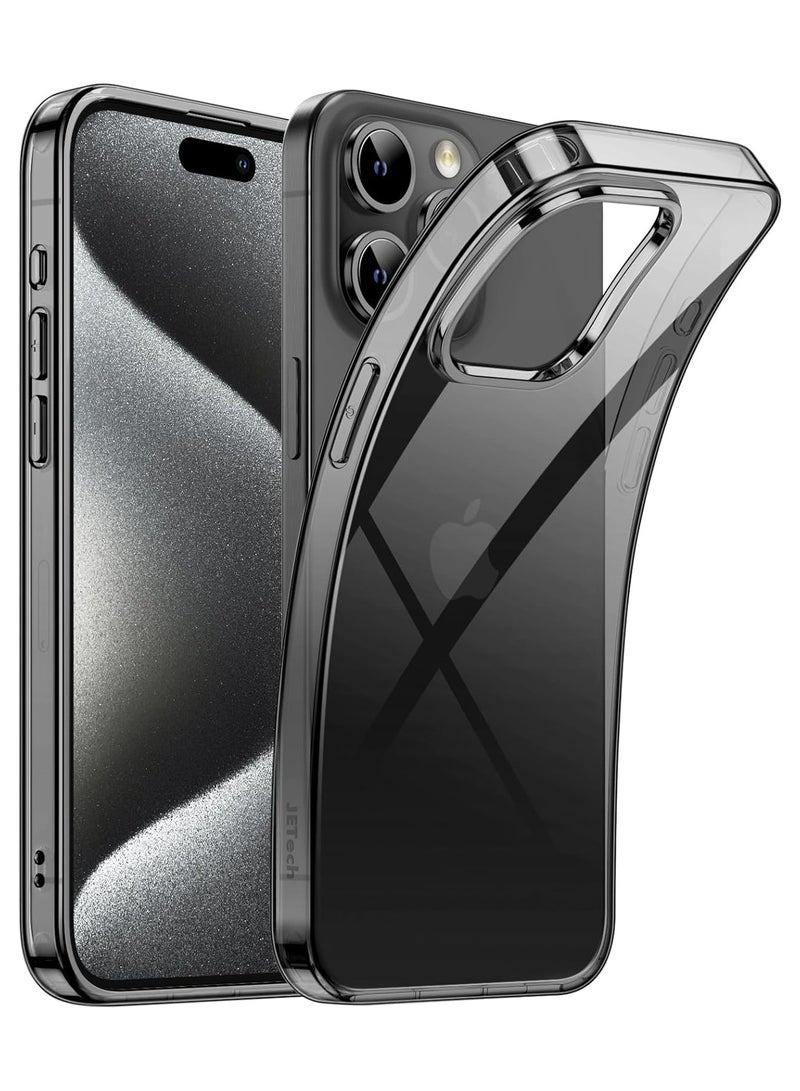 جي تيك غطاء حماية نحيف وشفاف لهاتف iPhone 15 Pro Max مقاس 6.7 بوصة من مادة TPU الناعمة مع دعم امتصاص الصدمات للشحن اللاسلكي أسود - Image 1