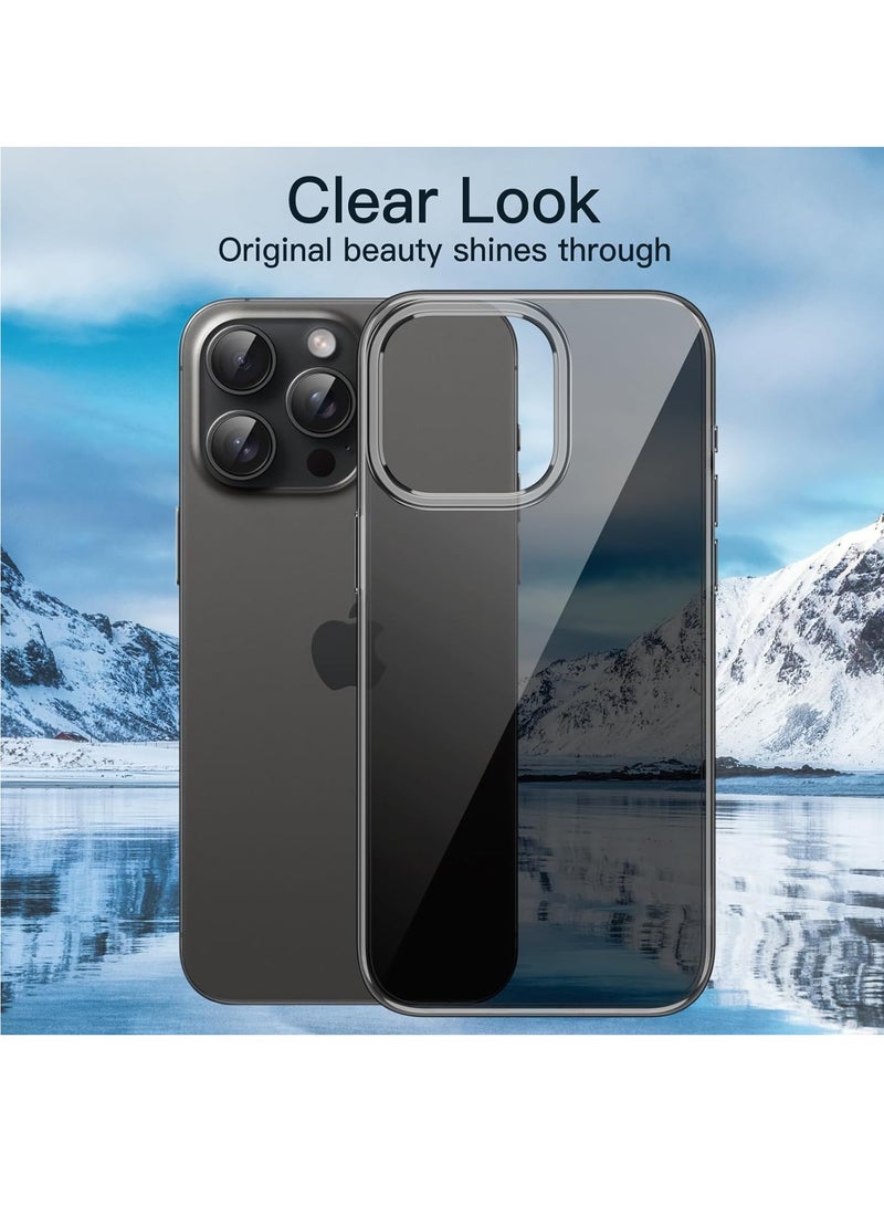 جي تيك غطاء حماية نحيف وشفاف لهاتف iPhone 15 Pro Max مقاس 6.7 بوصة من مادة TPU الناعمة مع دعم امتصاص الصدمات للشحن اللاسلكي أسود - Image 2