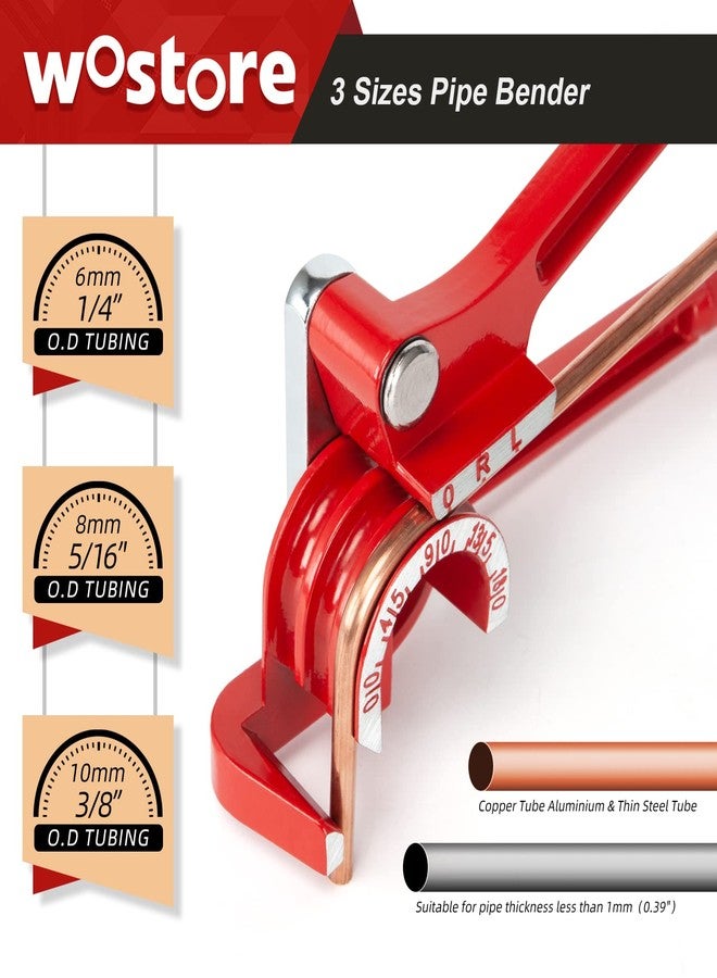 Wostore 180 Degree Tubing Bender for 1/4 5/16 and 3/8 Inch Copper Aluminum Thin Stainless Steel Red - Image 2
