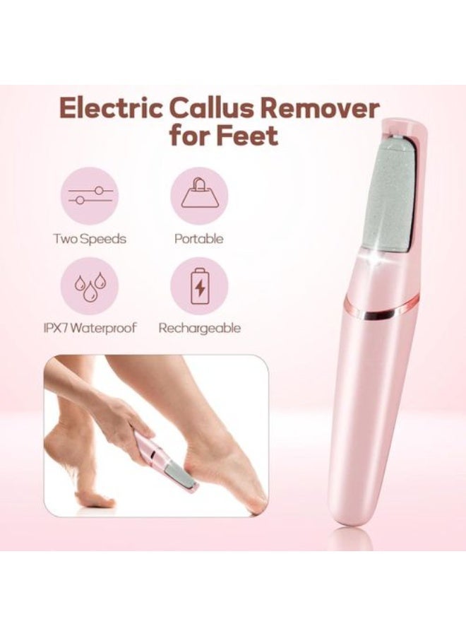 Flawless Electric Foot  File Hard Skin Remover, Callus Remover for Feet & Dead Skin Remover Electric, USB Rechargeable Waterproof Foot Grater with 2 Heads for Dry Cracked Heels, Pedicure Tools - Image 2
