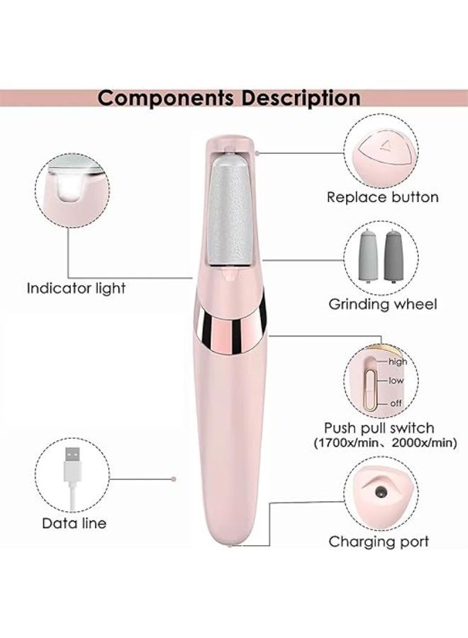 Flawless Electric Foot  File Hard Skin Remover, Callus Remover for Feet & Dead Skin Remover Electric, USB Rechargeable Waterproof Foot Grater with 2 Heads for Dry Cracked Heels, Pedicure Tools - Image 4