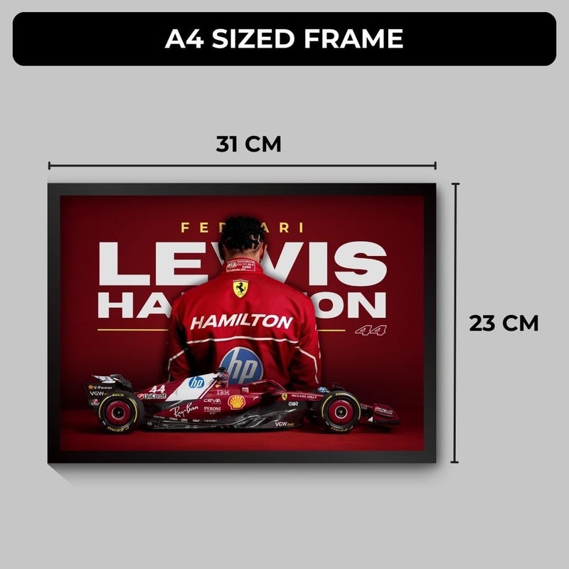 Funk You Lewis Hamilton Poster Ferrari F1 Poster | Framed Ferrari F1 Car A4 Sized (31 x 23 cm) | Lewis Hamilton Posters | Ferrari Car Frame for Wall, Gift for Boys, Formula 1 Frames | Formula 1 Framed - Image 3