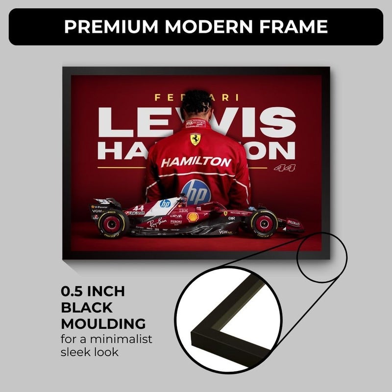 Funk You Lewis Hamilton Poster Ferrari F1 Poster | Framed Ferrari F1 Car A4 Sized (31 x 23 cm) | Lewis Hamilton Posters | Ferrari Car Frame for Wall, Gift for Boys, Formula 1 Frames | Formula 1 Framed - Image 4