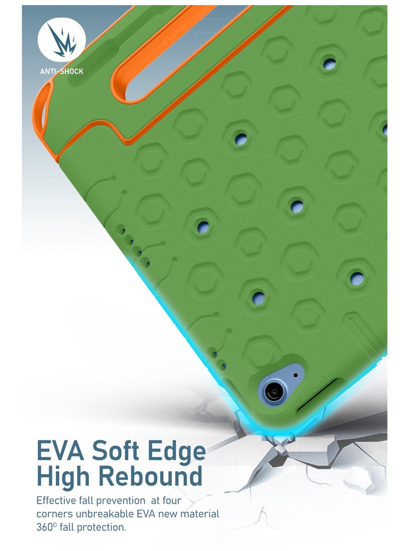Moxedo - Moxedo Rugged Protective EVA Silicone Kids Case Cover, Shockproof DIY 3D Cartoon Pattern with Pencil Holder, Stand and Handle Grip Compatible for Apple iPad 2022 (10th Gen) 10.9 inch – Green - Image 1
