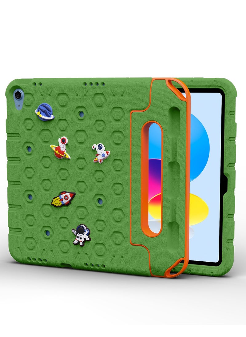 Moxedo - Moxedo Rugged Protective EVA Silicone Kids Case Cover, Shockproof DIY 3D Cartoon Pattern with Pencil Holder, Stand and Handle Grip Compatible for Apple iPad 2022 (10th Gen) 10.9 inch – Green - Image 1