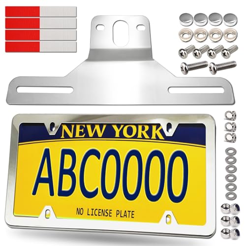 FBJTDQ Trailer License Plate Bracket Holder with Stainless Steel Slim Car Tag Frame for Truck Boats RVs Universal License Plates with Mounting Kit - Image 1