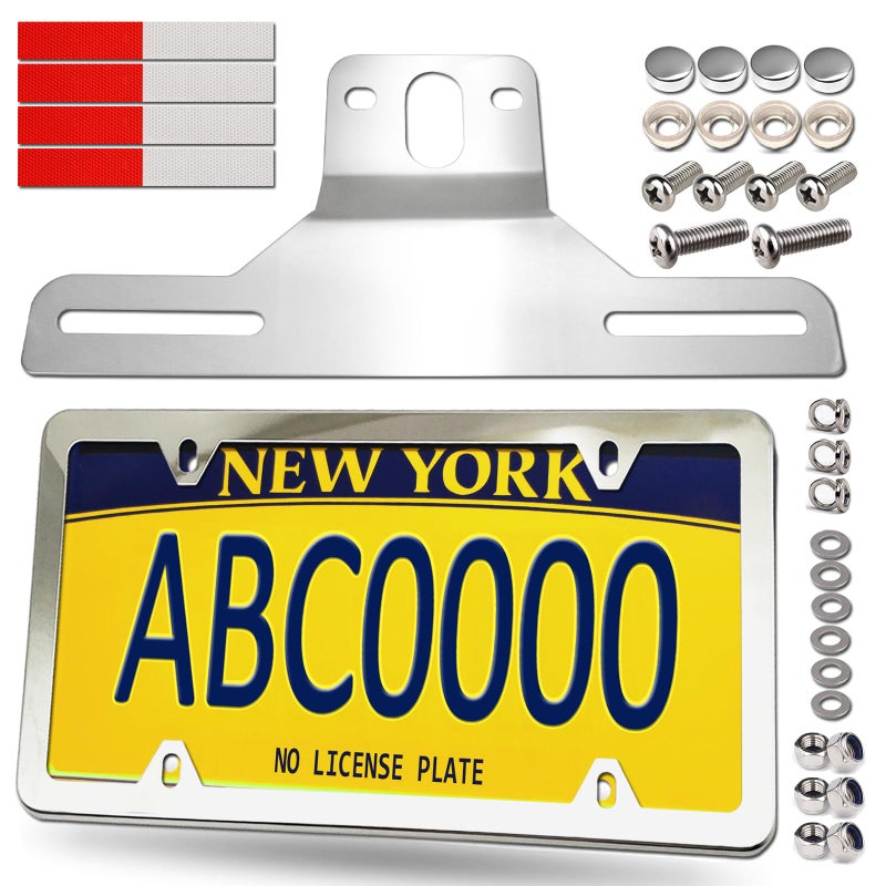 FBJTDQ Trailer License Plate Bracket Holder with Stainless Steel Slim Car Tag Frame for Truck Boats RVs Universal License Plates with Mounting Kit - Image 3