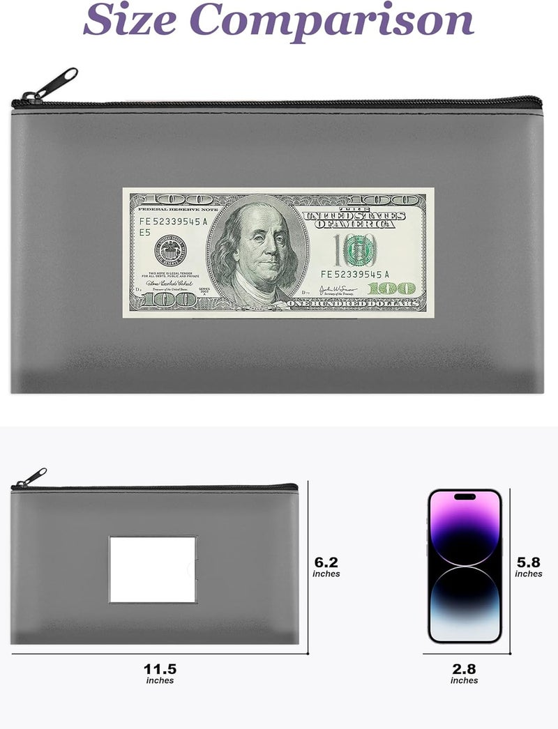 SMARTAKE 10-Pack Bank Deposit Money Bags with Zipper, 10 Colors Leather Bags Wallet Pouches with Label, Makeup Bags, for Cash, Coins, Cosmetics, Invoice, Bills, Tools, 11.5 x 6.2 Inches - Image 2