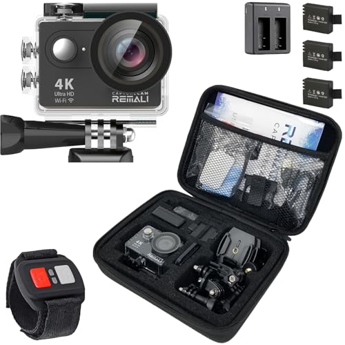 REMALI CaptureCam 4K60FPS Waterproof Action Camera 21-Piece Complete Kit and 3 Batteries — Amazing Family Sports Camera That Captures Best Moments — Great for Baseball, Fishing & Travel Adventures - Image 1
