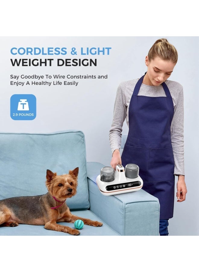 5-in-1 Wireless Mattress Vacuum Cleaner with LED Display  Portable Handheld Bed Vacuum  14Kpa Powerful Suction & UV-C Light Mattress Cleaner  for Dust & Pet Hair - Image 3