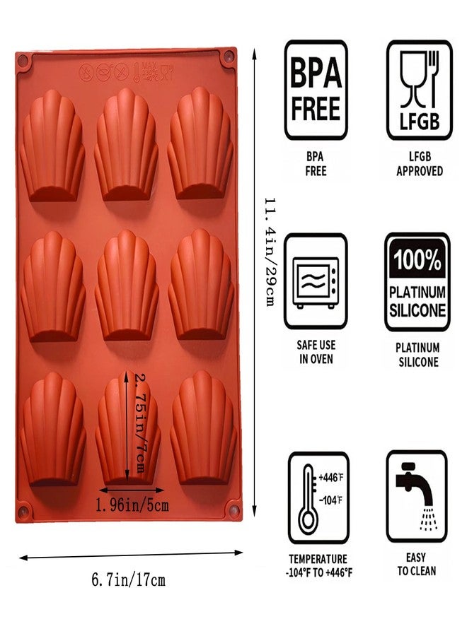 Apiocmy Madeleine Pans for Baking, 4Pcs 9-Cavity Non-stick Silicone Madeleine Cookies Trays for Baking, Shell Shape Madeleine Mold Cake Pans - Image 2