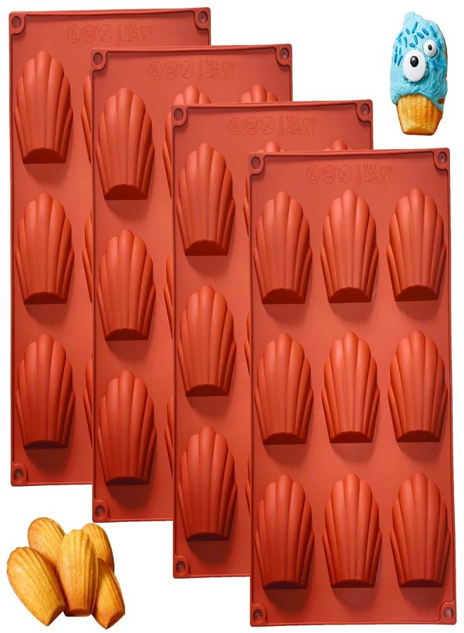 Apiocmy Madeleine Pans for Baking, 4Pcs 9-Cavity Non-stick Silicone Madeleine Cookies Trays for Baking, Shell Shape Madeleine Mold Cake Pans - Image 1