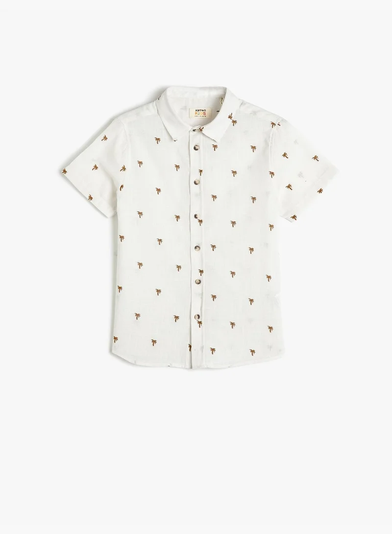 كوتون Short Sleeve Shirt Palm Printed Cotton