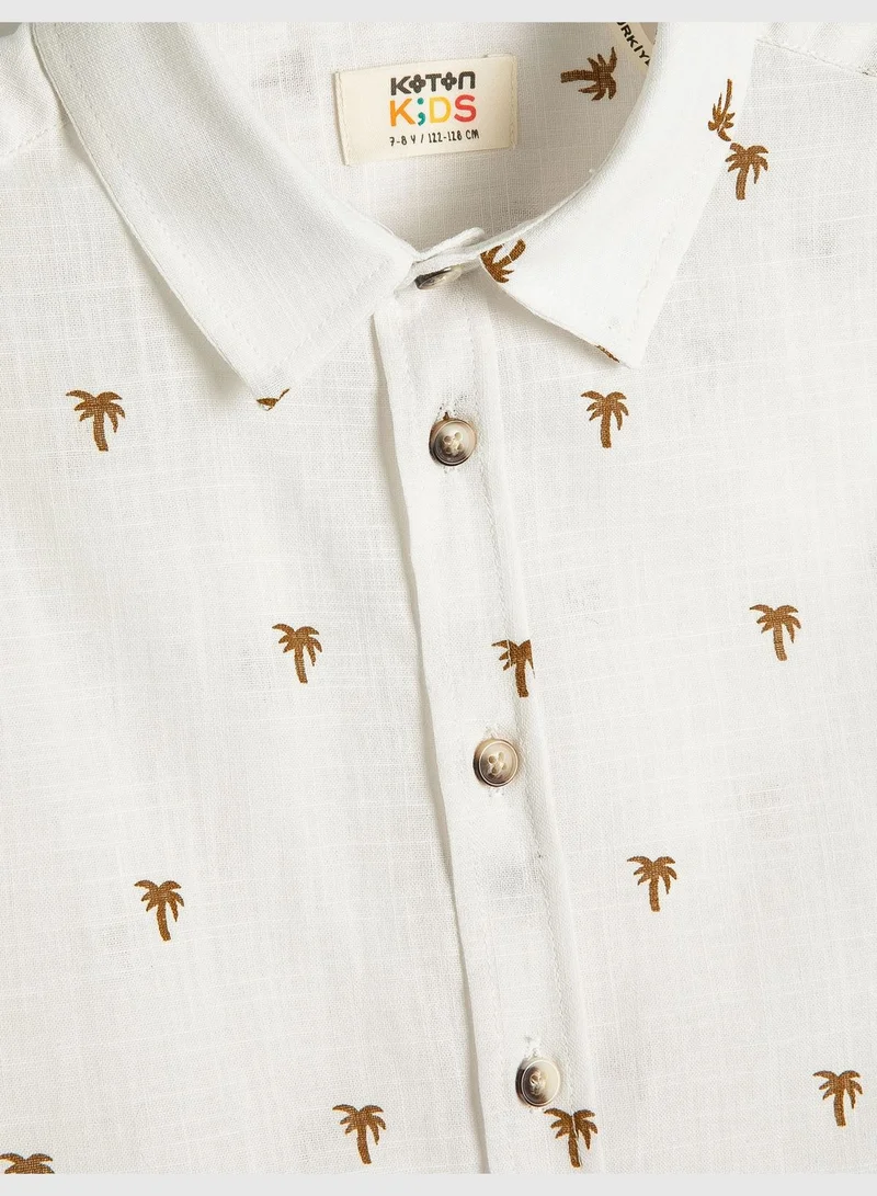 كوتون Short Sleeve Shirt Palm Printed Cotton