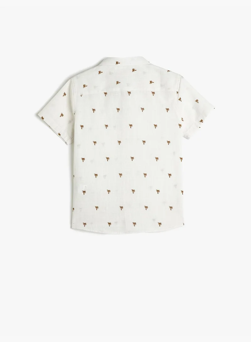 كوتون Short Sleeve Shirt Palm Printed Cotton