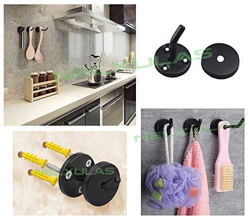 NELXULAS Classic Black Stainless Steel Heavy Duty Coat Hook, Durable Robe Hanger Wall Mount Hook, Perfect Touch Your Bathroom, Bedroom, Closets, Wardrobe, Kitchen (4", 4 PCS) - Image 4