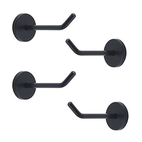 NELXULAS Classic Black Stainless Steel Heavy Duty Coat Hook, Durable Robe Hanger Wall Mount Hook, Perfect Touch Your Bathroom, Bedroom, Closets, Wardrobe, Kitchen (4", 4 PCS) - Image 1